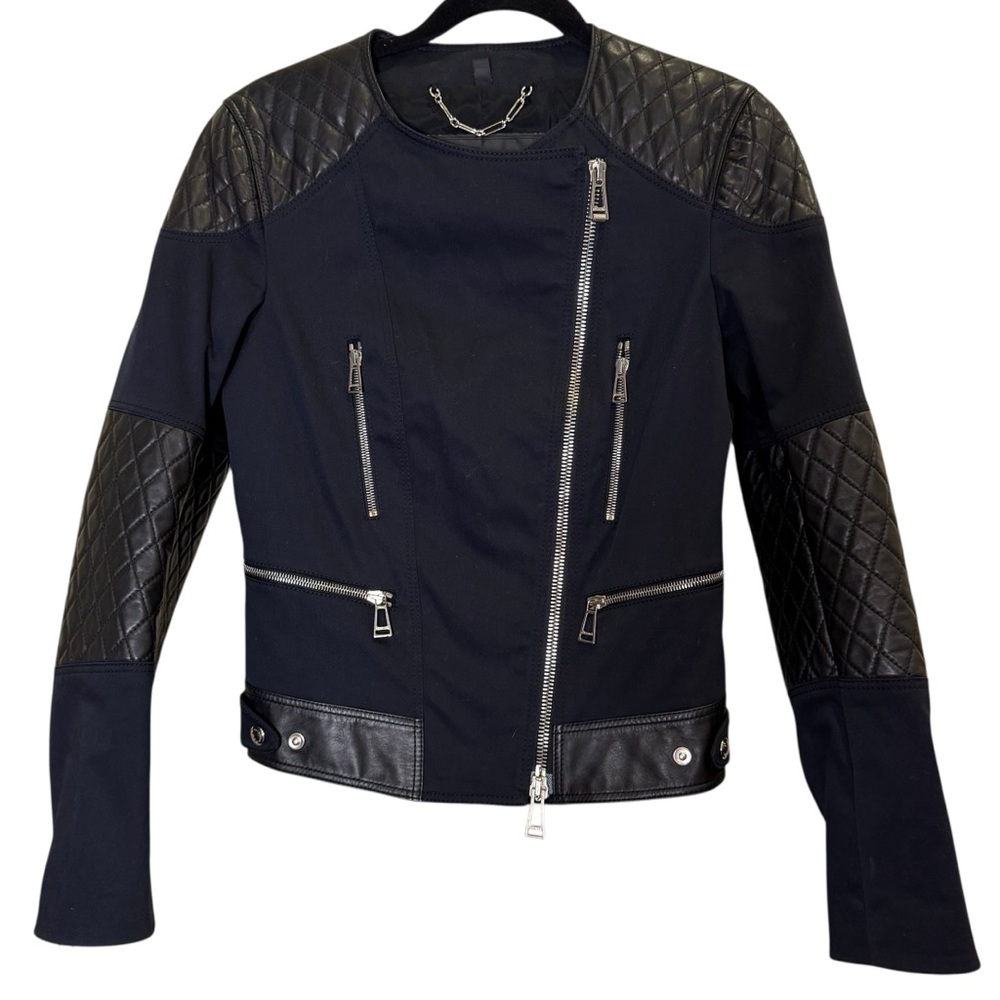 Belstaff Women’s Black Quilted and Leather Motorcycle Jacket sz EU 40/M